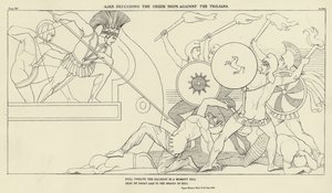 Ajaxはトロイの木馬に対してギリシャの船を守っています 作： John Flaxman